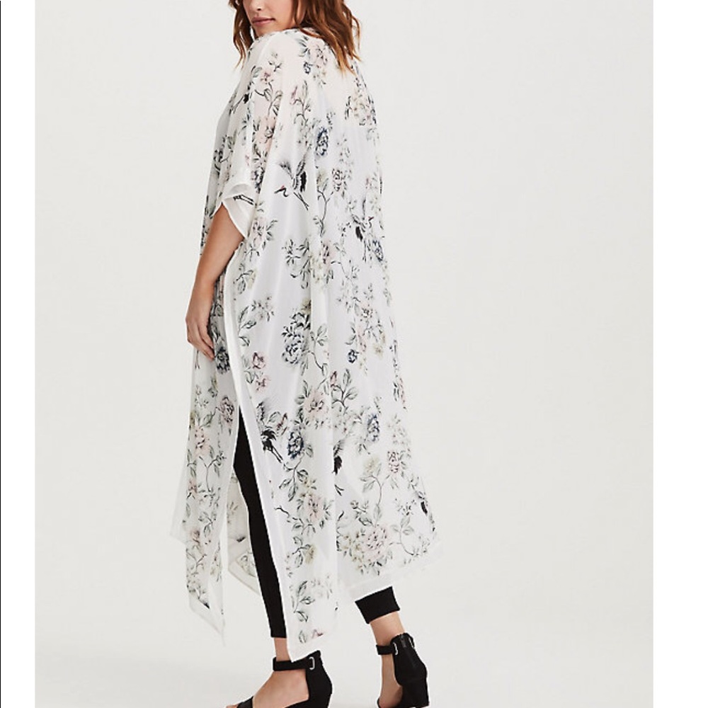 Ivory Floral Maxi Kimono